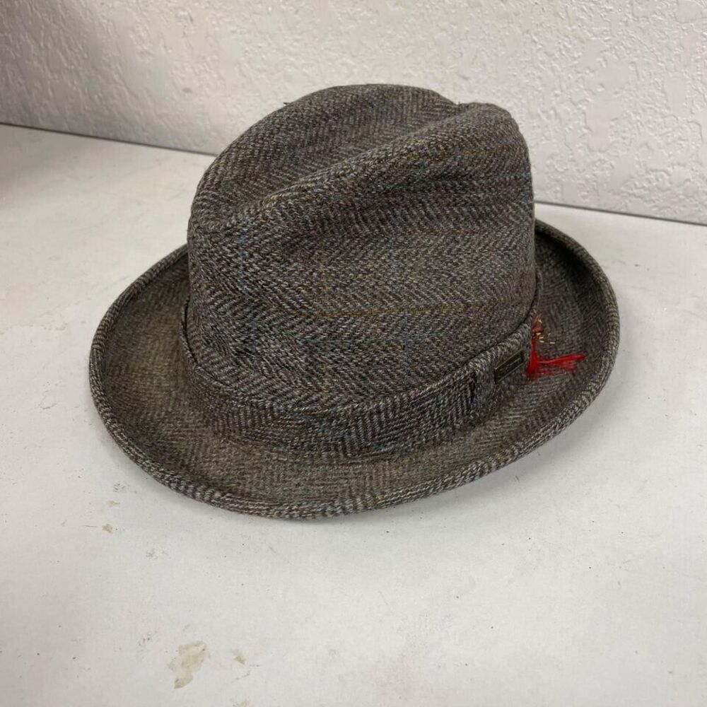 Adam New York Fedora Hat Men's Small 6-3/4 To 6-3/8 Gray Wool USA Feather Cap